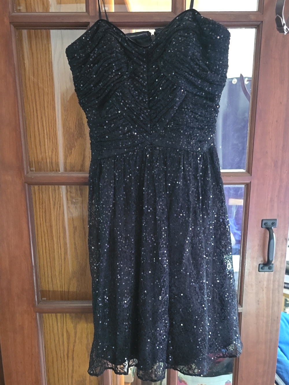 Black Sequin Strapless Dress